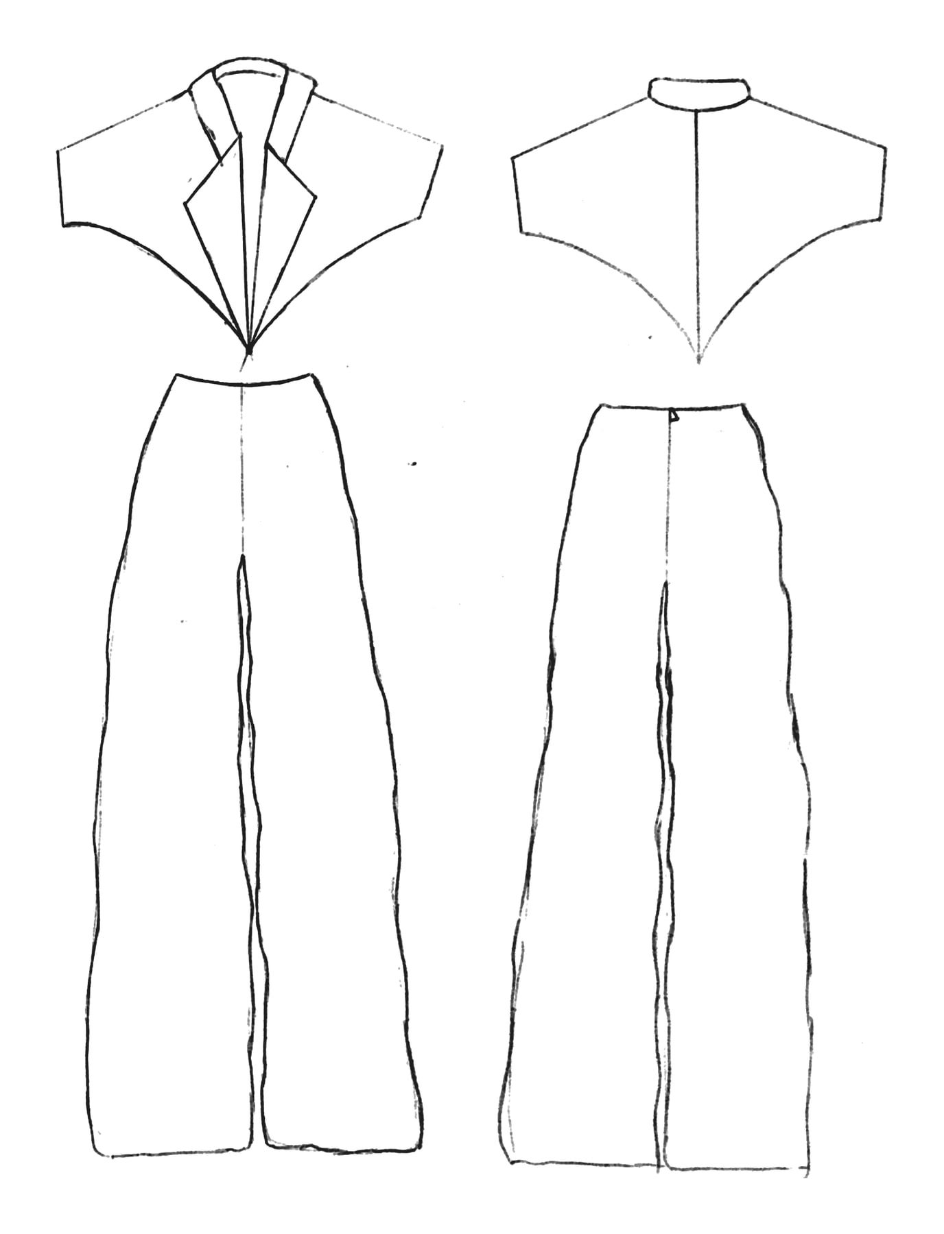 Look 7 technical flats — my hand drawing