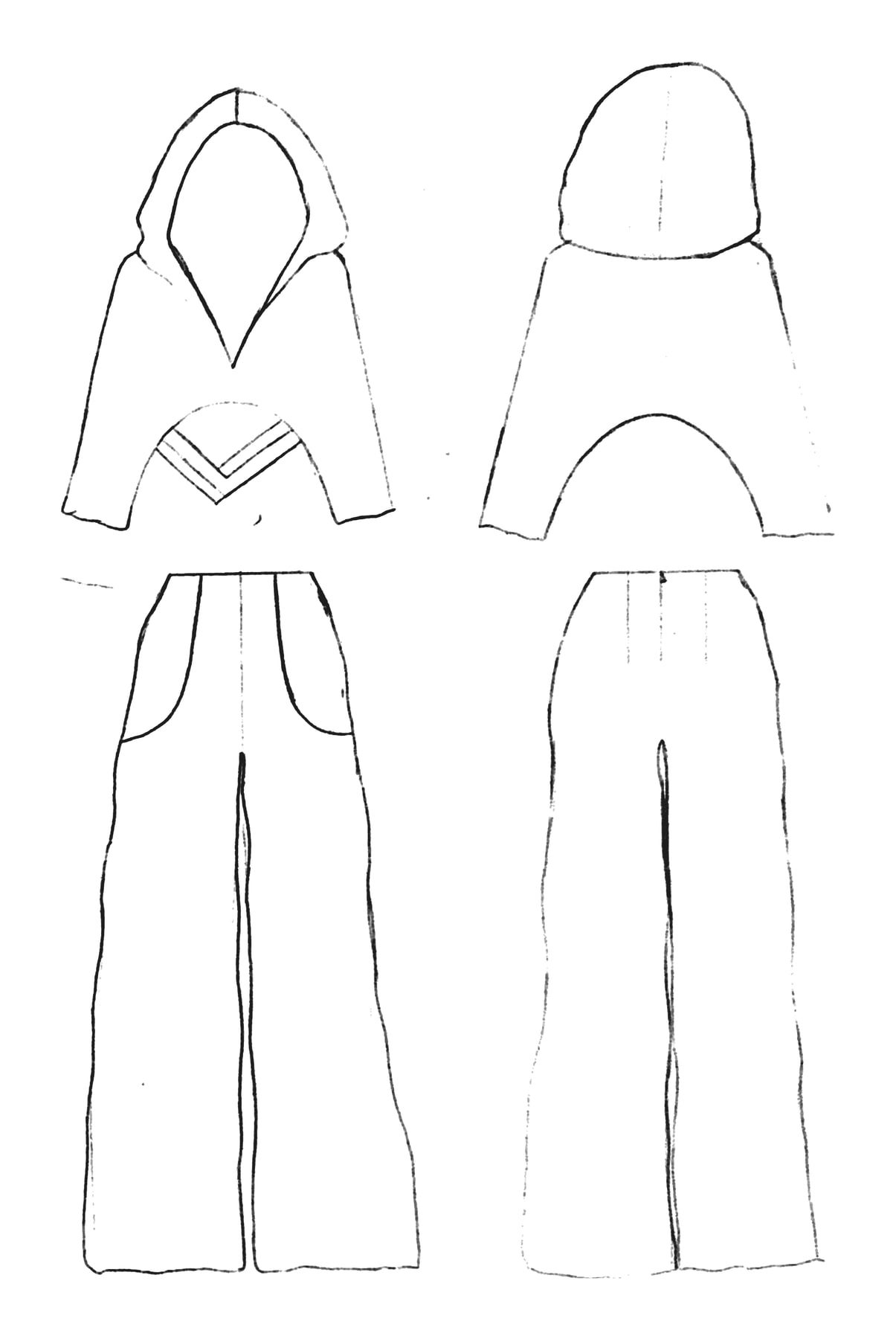Look 9 technical flats — my hand drawing