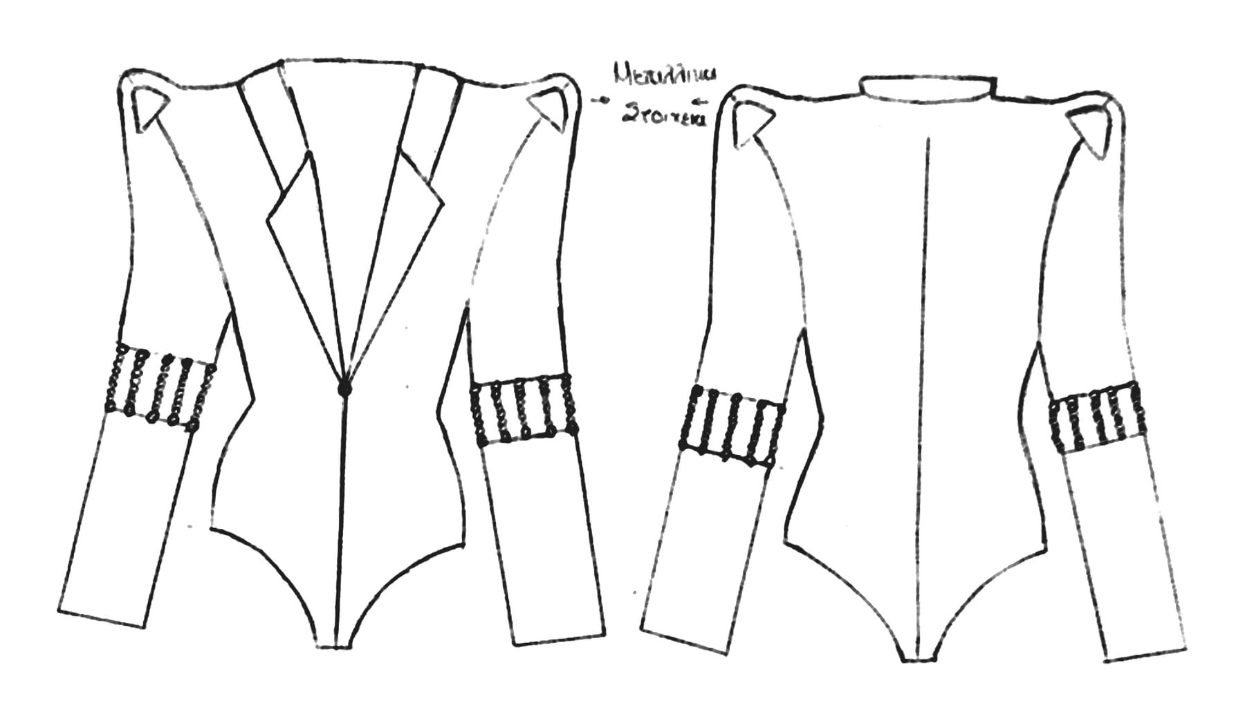 Look 6 technical flats — my hand drawing