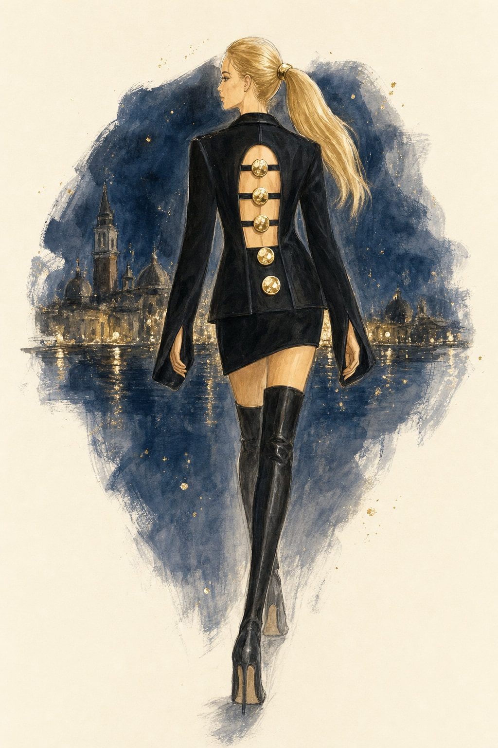 Look 4 illustration rendered with AI from my drawings