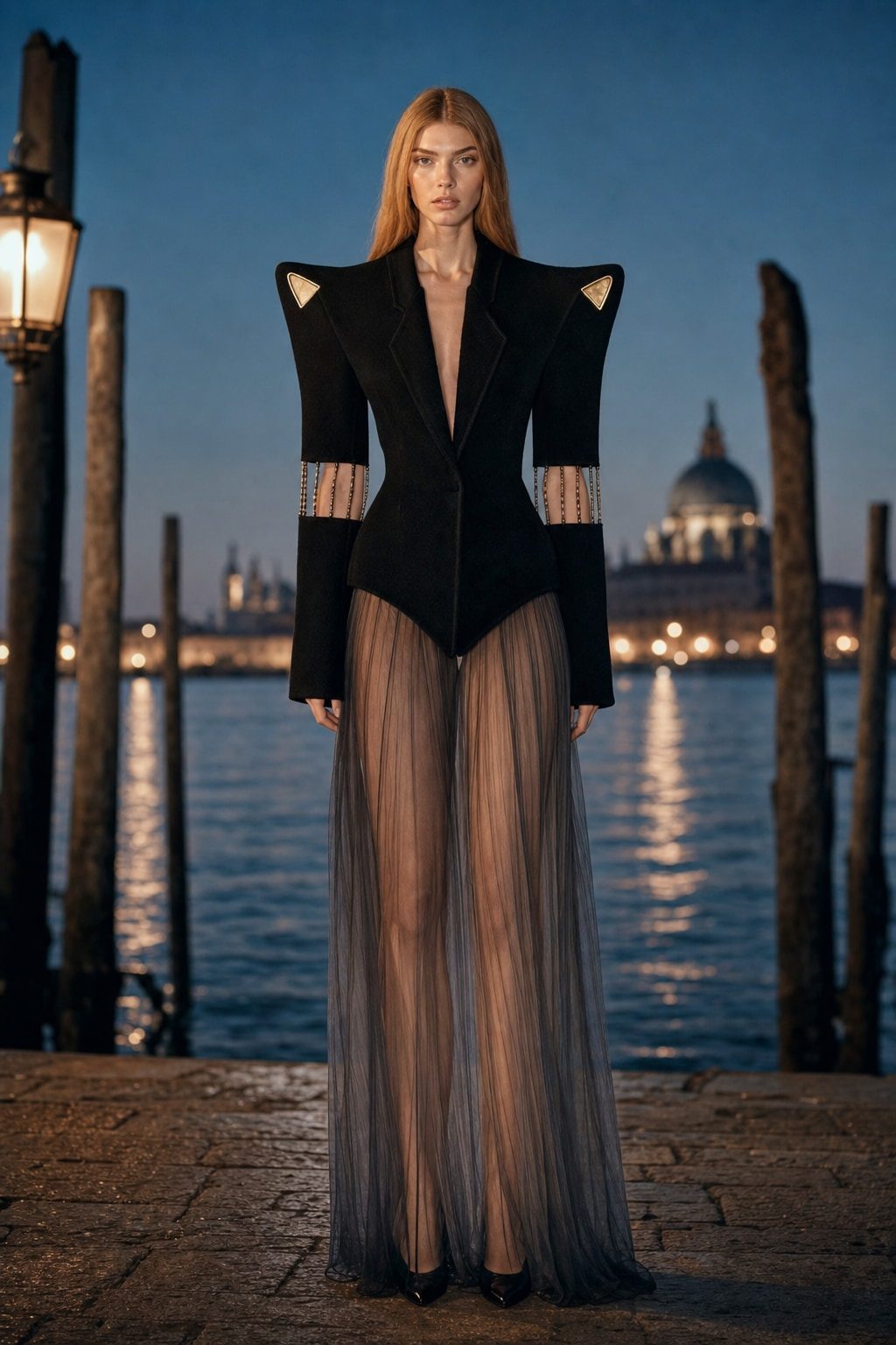 Look 6, Laguna: AI editorial rendering in Venice