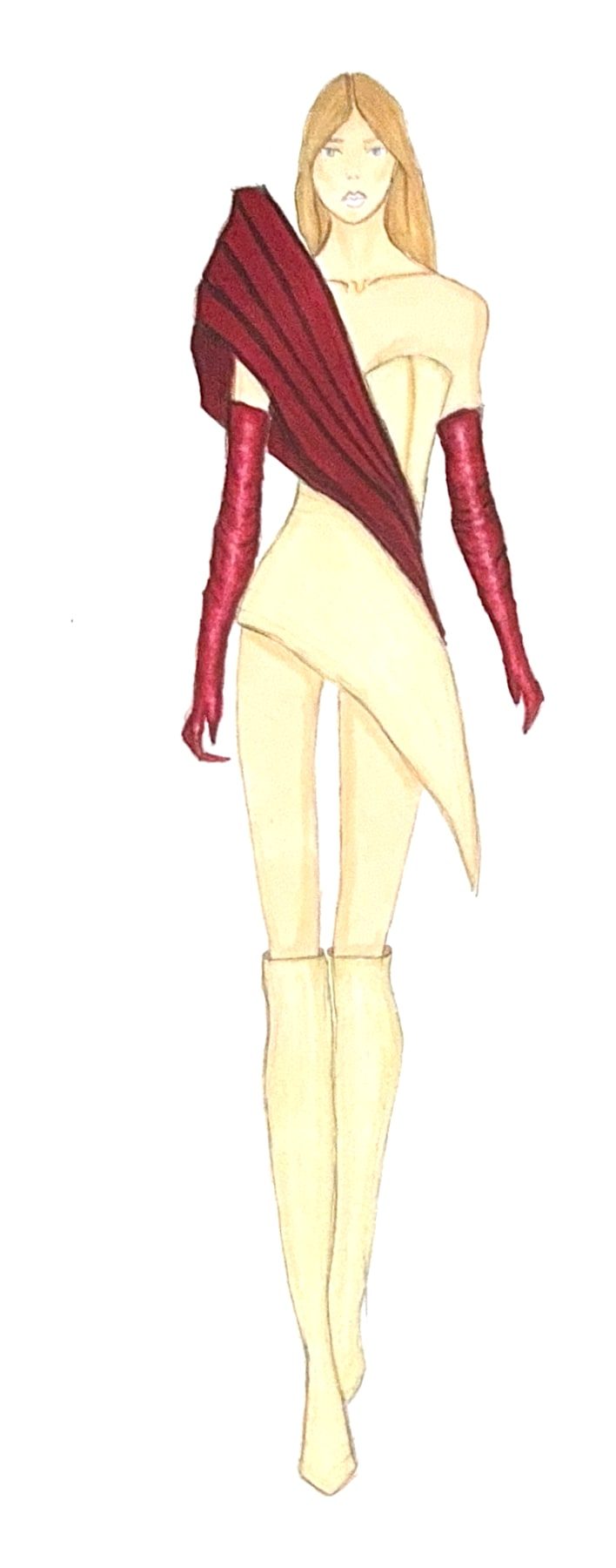 Look 1 fashion illustration — my hand drawing