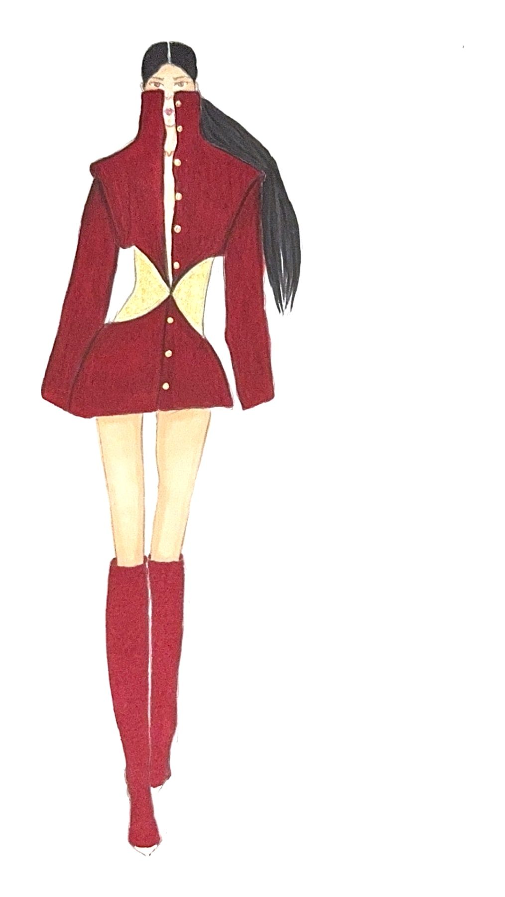 Look 2 fashion illustration — my hand drawing