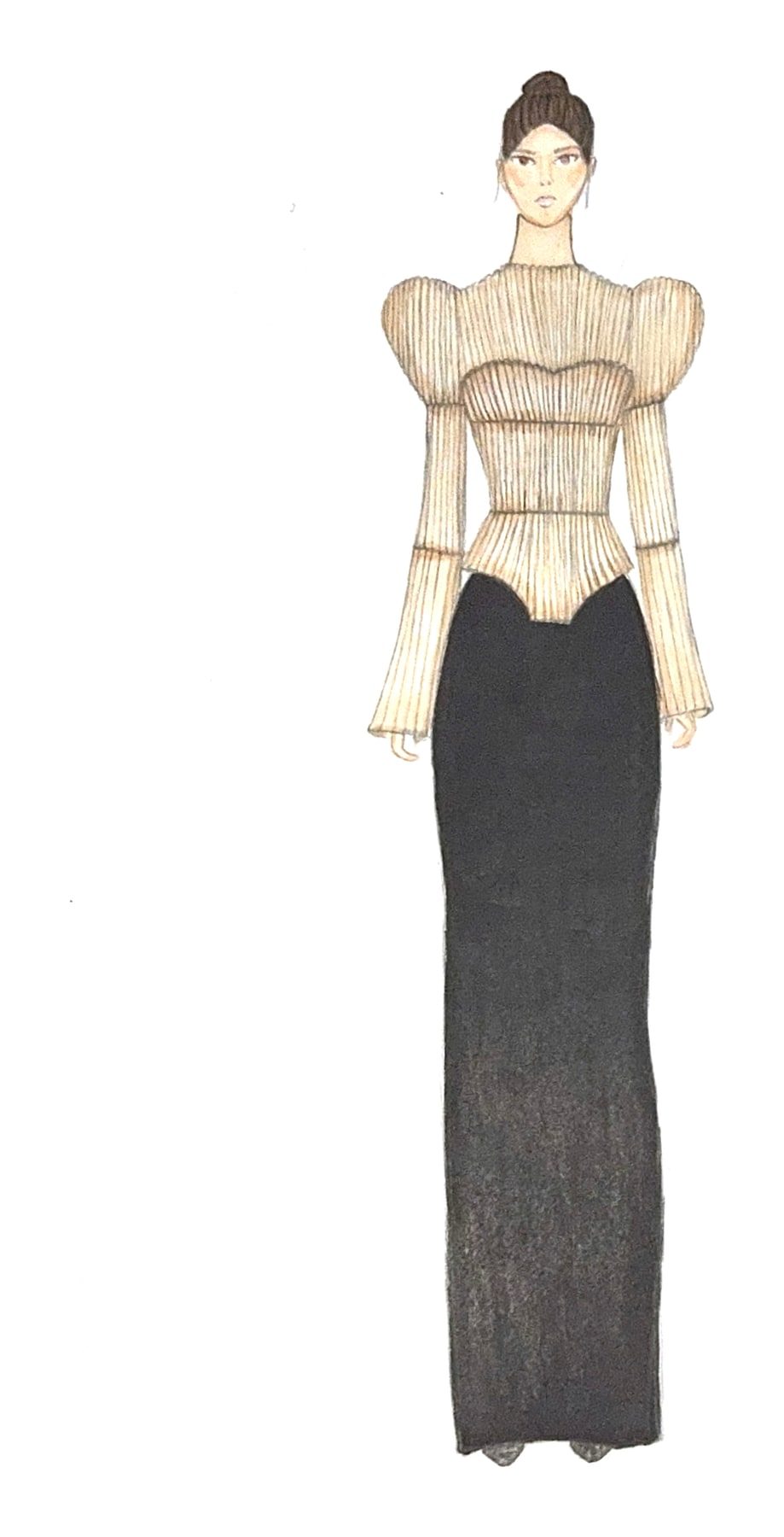 Look 3 fashion illustration — my hand drawing